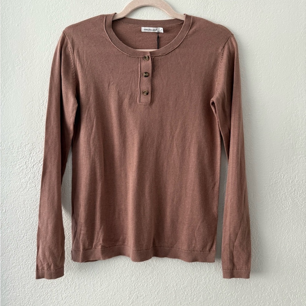 Unsubscribed Rose Sleep Long Sleeve Henley Top Size XXS- XS cotton/ cashmere